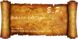 Babitz Pálma névjegykártya